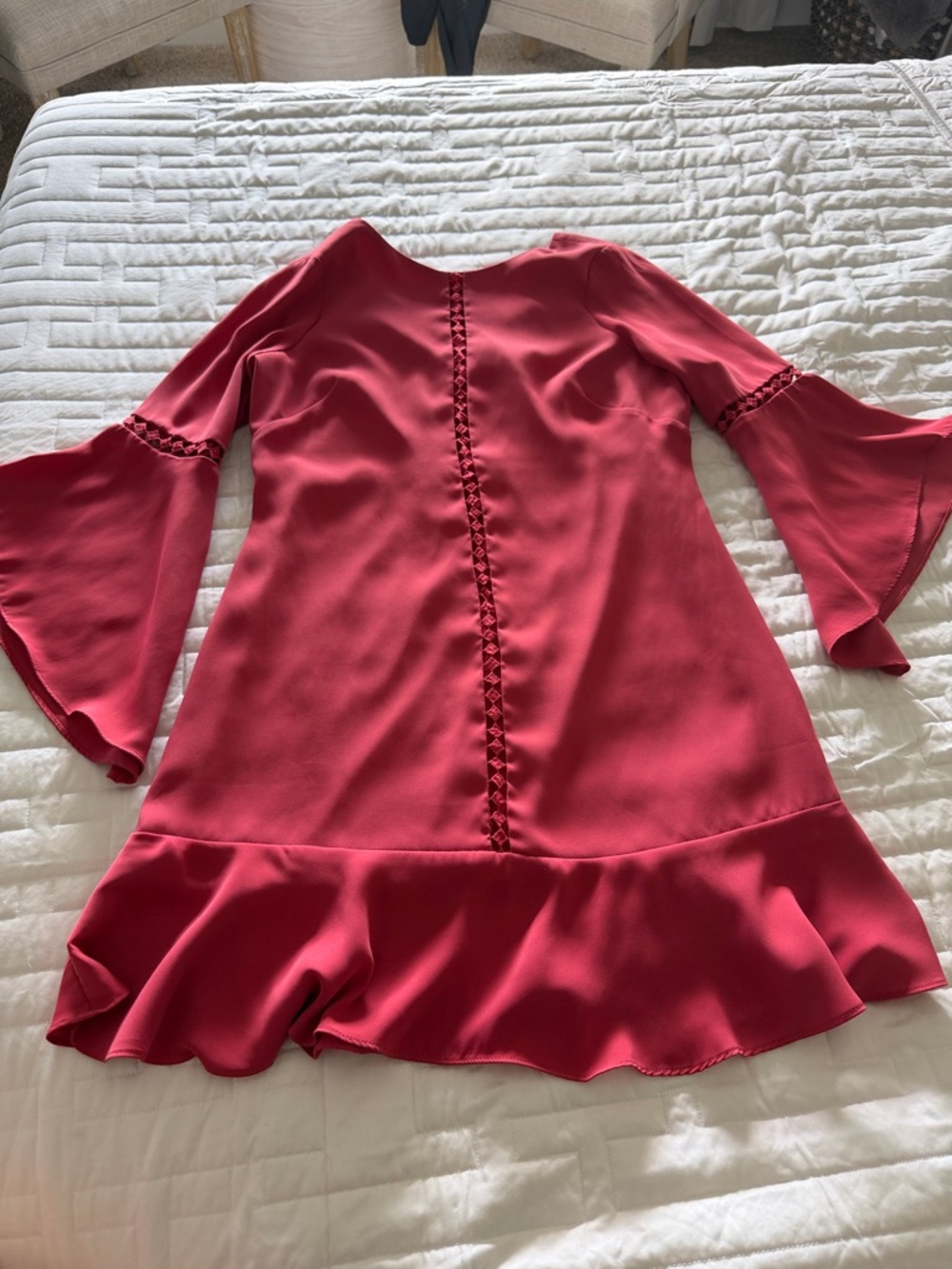White House Black Market Crimson Ruffle-Hem Mini Dress